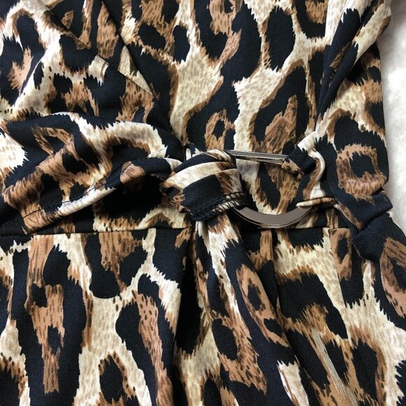 Leopard Animal Print Sleeveless Dress Size Large - Picture 7 of 12